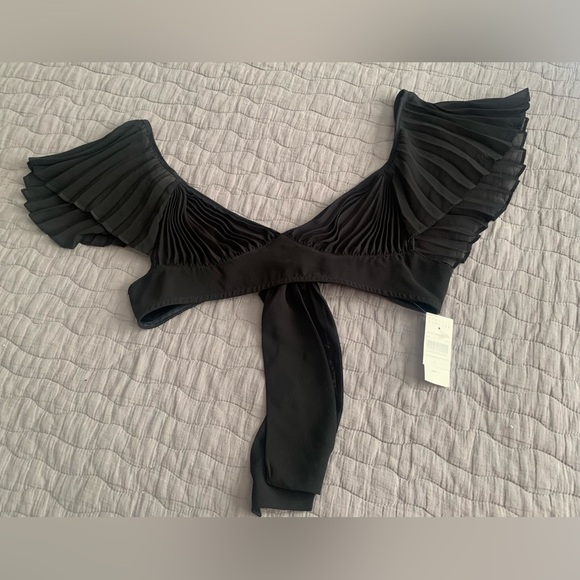 Kiki de montparnasse. pleated chiffon top. bra top. - Picture 3 of 10